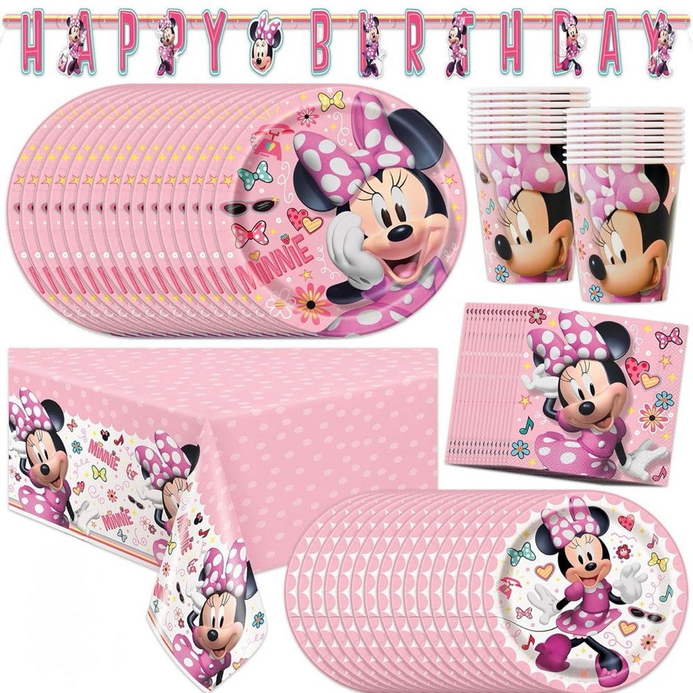 Disney Minnie Mouse Pink Party Tableware Set